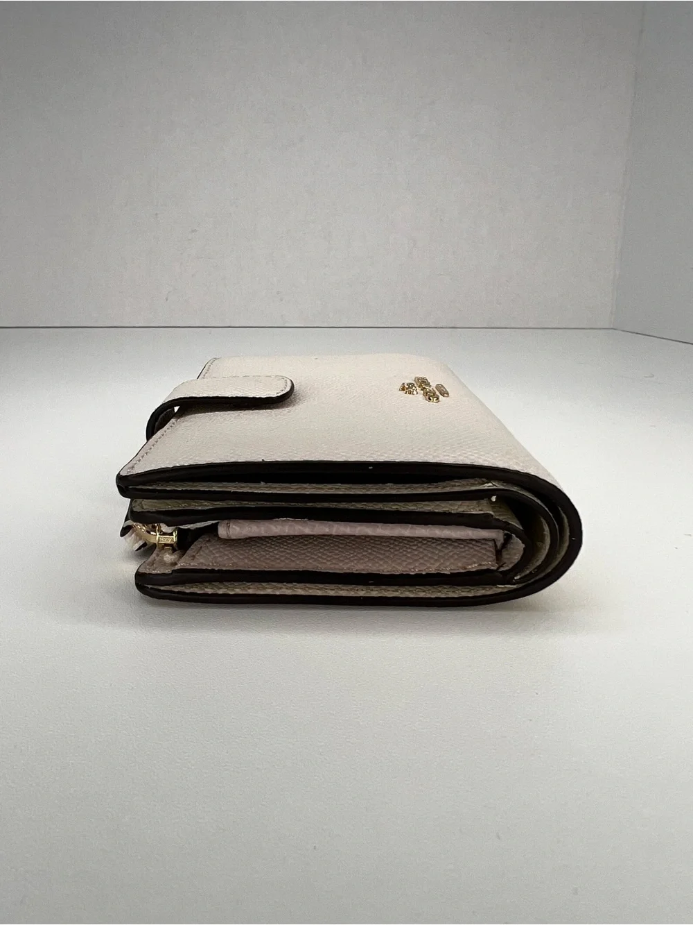 Coach (F11484) Medium Corner Zip Leather Wallet in Chalk